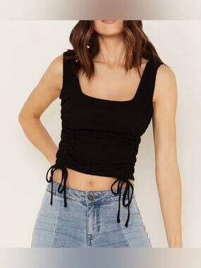 Shyanne Women’s Pointelle Cinch Black Front Tank Size M From Bootbarn